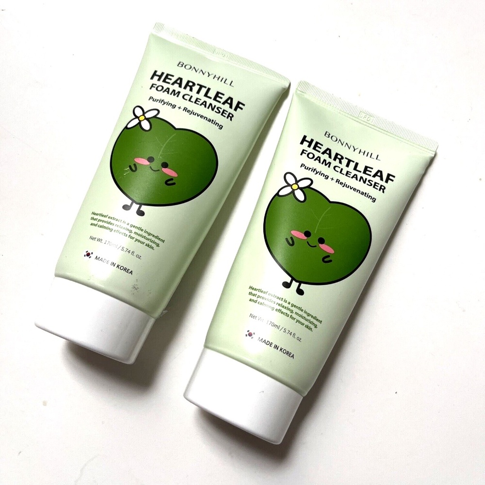New Lot 2pc Korean BONNYHILL Heartleaf Foam Cleanser 170ml 5.7fl oz K-Beauty